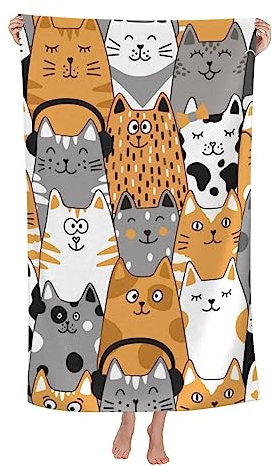 Herren Damen Microfaser Handtücher Lustiges Großes Strandtuch Mit Katze Duschtücher Klassische Badetücher Mode Poolhandtücher Für Sport Schwimmen Hotels