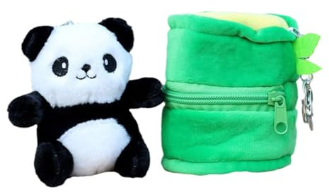 Cabilock Cartoon Panda Anhänger Schlüsselanhänger Tier Schlüsselanhänger Panda Bambus Rohr Anhänger Rucksäcke