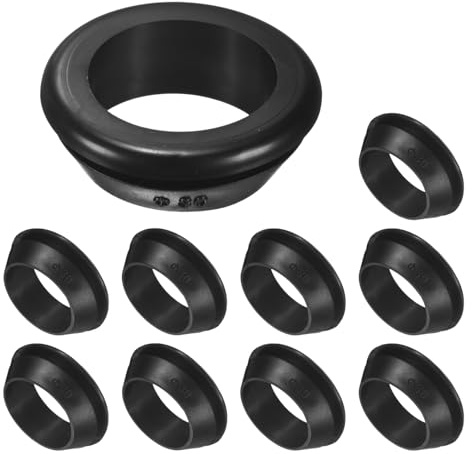 M METERXITY 10-Pack Cable Railing Rubber Grommets, 30mm Drill Hole 25mm ID Eyelet Ring Gasket for Wiring, Wire Cable, Automotive, Metal Cable Railing Post, Car Grommet [Black]
