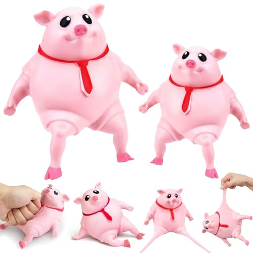 2 Stück Anti Stress Schwein, Anti Aggressions Schwein | Squishy Squeeze Spielzeug, Stressspielzeug Schwein, Piggy Squeeze Toy, Anti Stress Spielzeug für Erwachsene