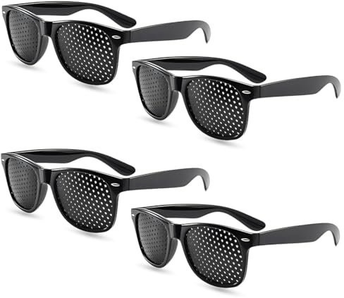 DWFEYOI 4 pezzi Pinhole Glasses, Occhiali Stenopeici Piccoli fori,occhiali stenopeici,occhiali stenopeici certificati，occhiali stenopeici certificati uomo