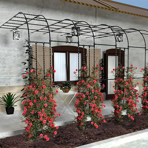 Rankhilfe Halbbogen Wandmontage Rosenbogen Pflanzenstütze Gartenhalbbogen Metall Alber Seitenwand-Torbogen Rankgitter Wetterfest Für Kletterpflanzen 240cm 267cm(75x267x60cm)