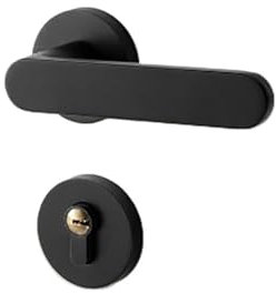 WTKYNULE Serrure de porte nordique serrure de porte de chambre intérieure serrure de porte magnétique silencieuse serrure de porte en bois ancienne jaune serrure américaine(BlackNickel)