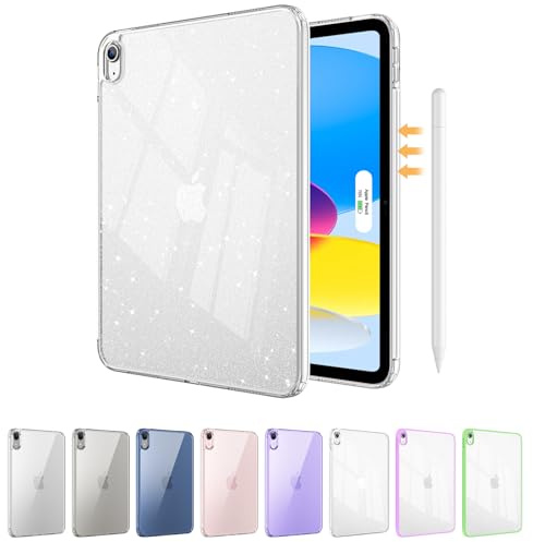 ProCase Genomskinligt fodral för iPad 11:e generationen 2025 11 tum/10:e generationen 2022 10,9 tum, smal och lätt baksida med anti-gulning för iPad 11/10 Gen 11 tum 10,9 tum - Glitterclear