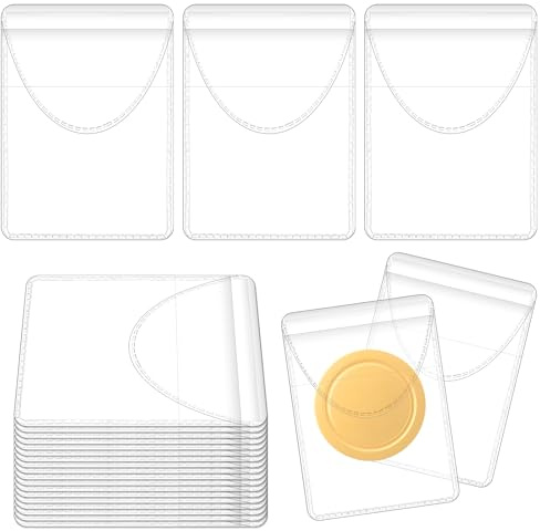 Lnngub 20 Pcs Single Pocket Coin Sleeves,2 X 2.2 Clear Plastic Coin Protectors Small Collector Sleeves for Coins Jewelry Storage