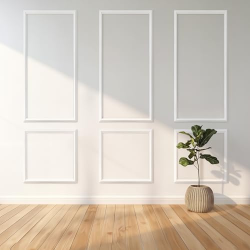 Lot de 6 kits de moulage mural prédécoupés, panneaux de laminage prêts à assembler, ensemble de moulures à décoller et à coller pour décoration murale intérieure, bricolage à domicile, 6 cadres