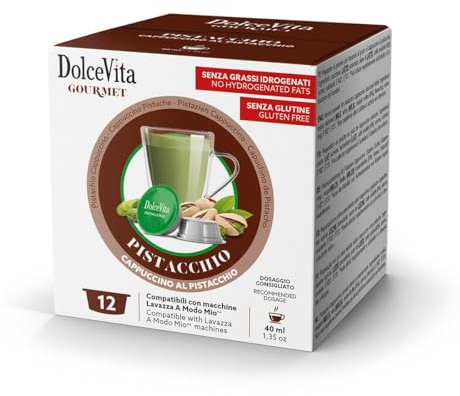 96 Capsule Compatibili con A Modo Mio PISTACCHIO - DOLCE VITA - Prodotto Senza Glutine -