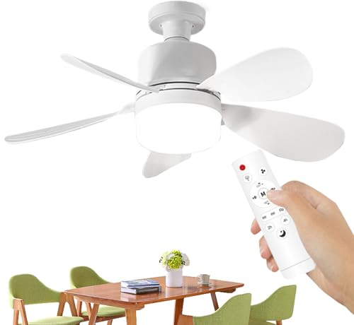 Lámpara de techo con ventilador, ventilador de enchufe portátil con luz – dispositivo de refrigeración desmontable iluminación inteligente para garaje cocina pasillo salón dormitorio