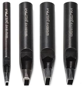WUTA Kohlenstoffstahl Lochstanzer,4 Stück Rechteck Locheisen Set für DIY Lederarbeiten, Gürtel, Taschen, Lochstanzer Leder(3 * 8+5 * 16+5 * 20+6 * 18mm)