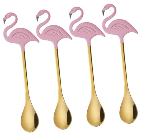 PRETYZOOM 4 Piezas Cucharas de Café Inoxidable con Diseño Flamenco Cucharas para Café Postres y Bebidas Utensilios Versátiles para Té Helados y Cócteles