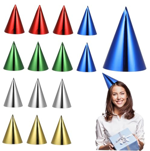 MUELODSIC 15 Piezas Sombreros Cono Fiesta Cumpleaños Coloridos Paquete Gorras Pequeñas Fiestas Divertidos para Celebración
