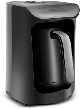 KARACA Hatır Köz Machine à café turque laiteuse, cafetière turque traditionnelle, 5 tasses, infusion de style ember, modes lait et chocolat chaud, anti-débordement, arrêt automatique, gris galaxie