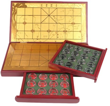 Scacchi cinesi (Xiangqi), Set da gioco for dama viaggio in cristallo con tavolo Xiangqi 象棋(35mm)