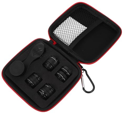Kit Obiettivo per Telefono Grandangolo Macro 10 in 1 Nero | Lega di Alluminio e Vetro, Filtro Esterno per Fotocamera Mobile, Set Unico Compatto
