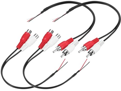 M METERXITY 2-Set RCA to Speaker Wire Adapter, 7.84 Inch/0.2 m RCA Male/Female Plug Jack to Bare Wire Connector Adapter for AV Receiver/Amplifier/TV [Red/White] Repairing Speaker Cords