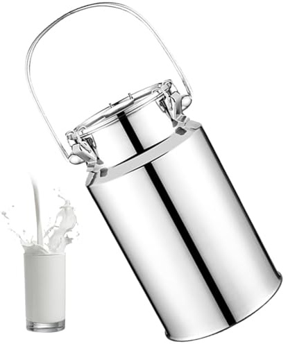 201 Pot a Lait Inox Bidon De Transport De Lait De Ferme De Baratte À Lait Pot Seau À Vin Baril Seau Eau Huile Réservoir Thé Réservoir Scellé en Acier Inoxydable,15L
