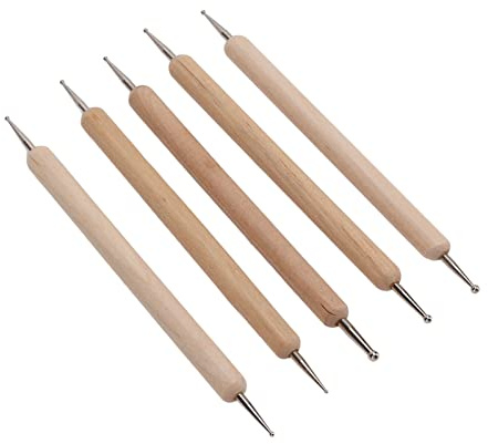 SIXRUN Set di Stilo per Punteggiatura a Doppia estremità Set di Strumenti Durevoli per Argilla da Modellare per Incisioni Fai-da-te Regalo Perfetto per gli Amanti Dell'artigianato 5 Pezzi per
