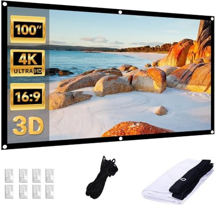 IN&VI Leinwand Beamer,100 Zoll 16: 9 HD Projektor Leinwand,Tragbare Faltbar Anti-Falten Doppelseitige Beamer Leinwand Outdoor für Camping,Heimkino,Schule,Treffen