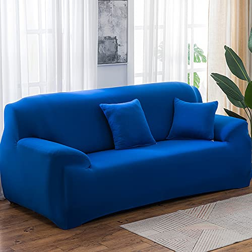 Sofa Überzug Blau Sofahusse Spandex Couch Überzug Waschbarer Sofabezug Haustiere Sofaüberzug Rutschfester Couchüberzug Stretch Sofabezüge Langlebig Bezug Sofa 4 Sitzer