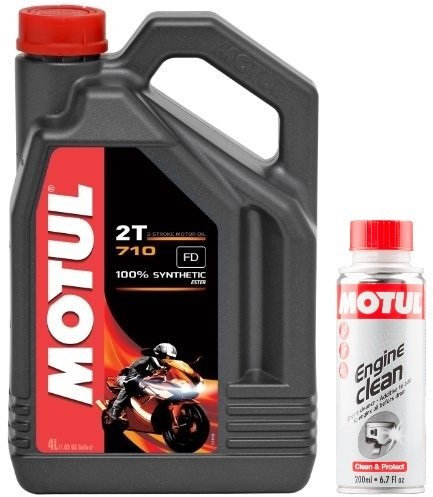 MOTUL Duo Aceite Moto 2 Tiempos – 104035 710 2T, 4 L Engine Clean 200 ML