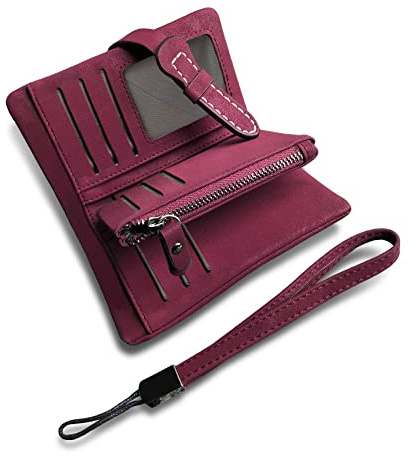 AOXONEL Petit Portefeuille en Cuir à Deux Volets pour Femme avec Blocage RFID avec Porte-Cartes et fenêtre pour Carte d'identité Violet 3, Violet3, Small, Vintage