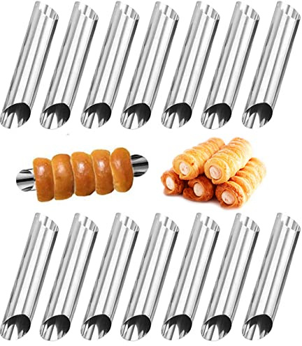 Guanici Cannoli Backform Cannoli Röhrchen Edelstahl Horn Backform Cannoli Molds Tubes Spirale Horn Backform Schillerlockenform DIY Horn Backen Formen Cannoli Rohre für Kuchen und Brot 14 Stück