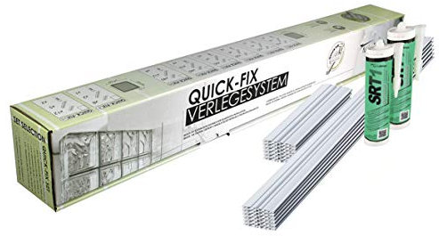 QUICK-FIX Verlegesystem für 16 Glassteine (24x24x8 cm) für den Außenbereich geeignet - Glasbausteine schnell und einfach verlegen