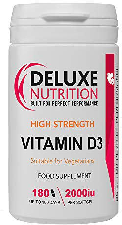 Vitamin D3 2000iu Softgels - High Strength - Immune Support 180 Softgels 6 Month Supply UK Seller 180 SOFTGELS Vegetarian