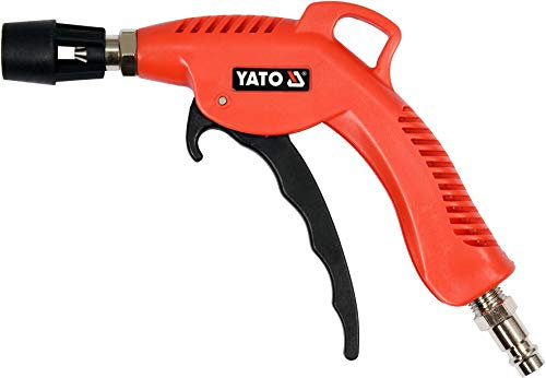 Yato Pistolet de soufflage d'air comprimé professionnel avec buse turbo Venturi, 6,2 bar, raccord d'air comprimé standard 1/4 (6,3 mm), réglable, débit d'air progressif