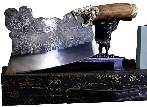 Guang Cuchillo de Cocina Chino Profesional 7CR17MOV Cuchillo de Chef de Corte ultrafilado Forjado de Acero de Alto Carbono para Cortar Huesos y Carne