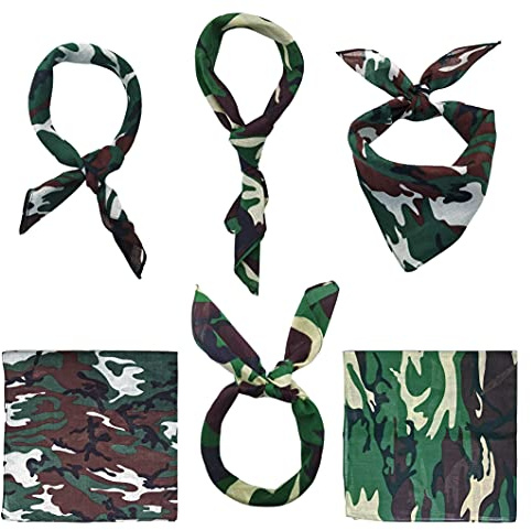 Bandanas Camuflaje para la Cabeza, Cara y Cuello - Pañuelo de Algodón Ultra Suave 55x55cm - Envolturas para la Cabeza, Paquete de 6 Piezas