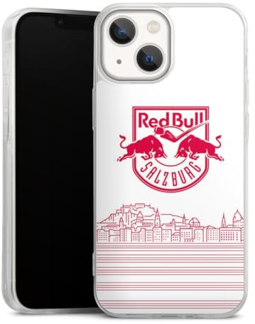 Slim Case kompatibel mit Apple iPhone 13 Mini Silikon Handyhülle transparent Hülle extra dünn Eishockey Skyline EC Red Bull Salzburg