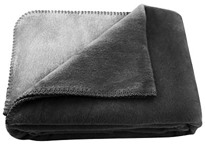 WOHNWOHL® Kuscheldecke (150x200cm) • Weiche Tagesdecke • Sofadecke • Wohndecke • Schlafdecke • Oeko-Tex zertifizierte Baumwolldecke • Samtig weiche Decke • Farbe: Dunkelgrau/Hellgrau