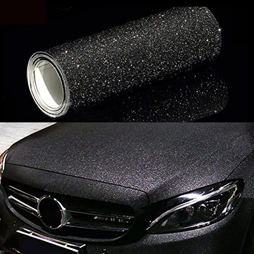 CompraFun Auto Folie, 30 * 300 cm Glitzer Diamant Schwarz Selbstklebend Autofolie aus Vinyl, Lackschutzfolien für Auto/Fahrrad/Motorrad DIY