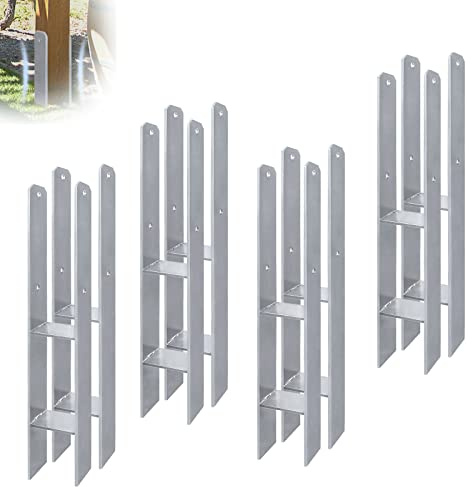 XMTECH H-Pfostenträger Stahl 101x600 mm für Holzpfosten 6 Stück | 5 mm Materialstärke, für Gartenbau, Zäune und Außenprojekte, geeignet für verschiedene Holzarbeiten und Konstruktionen