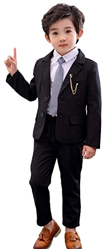 LOLANTA Completo da Ragazzo 2 Pezzi Blazer e Pantaloni per Bambini, Abbigliamento per Il Tempo Libero o Abito da Festa di Nozze, Nero, 8-9 Anni, 140