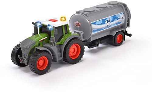 Dickie Toys - Fendt Traktor mit Milch-Anhänger (26 cm) - Spielzeug-Trecker mit Milchtank für Kinder ab 3 Jahren, Bauernhof-Fahrzeug mit Licht & Sound, 203734000ONL, Mehrfarbig