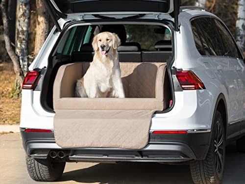 PillowPrim Hundeautositz, Hundedecke Auto Vordersitz/Rückbank, Transportbox Katze, Hundebox, Hundekorb, Hundegeschirr, Hundebett, Hundekörbchen (Beige Oxford, (1) 70x92x39 cm)