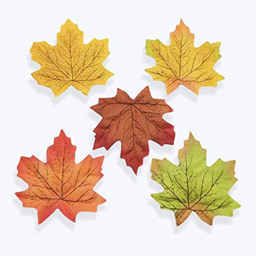 CLDURHGE 500 Piezas Hojas Artificiales de Arce otoñal, Hojas de Arce Artificial de Colores Mezclados para Arte de Decoraciones de Boda Adornos de Fiesta de Halloween