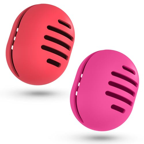 Fauxomor Make Up Schwamm Aufbewahrung - 2 Stück Atmungsaktiv Silikon Beauty Makeup Blender Sponge Reisetasche für Alle Größen von Make-up-Schwamm, Bruchsicher Tragbar Kosmetik Werkzeug, Rot+Rosenrot