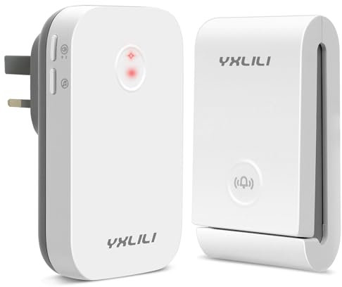 YXLILI Wireless Doorbell, Self-Powered Door Chime Kit with No Battery Required Push Button Cordless Door Bell Ringer 38 Tones Loud Up to 500ft Range, 4 Levels Volumes with LED Flash