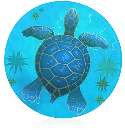 Tortue Bleue Planche À Découper En Verre Résistance À La Chaleur Plateau Décoratif Pour Cuisine 20 cm