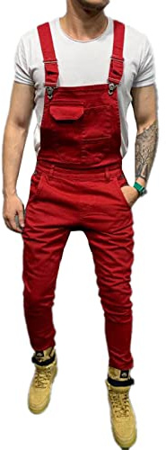 WSLCN Salopette Homme en Jean avec Bretelles Combinaisons Denim Pantalons