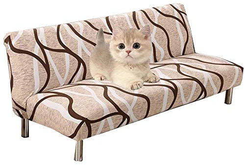 Sofabezug Ohne Armlehnen 2/3 Sitzer Futon-Sofa-Sitzbezüge ohne Armlehnen Moderner Druck Stretch Bettcouch Schonbezug Rutschfeste Spandex Elastisch Armloser Couch überzug ( Color : #77 , Size : 160-190