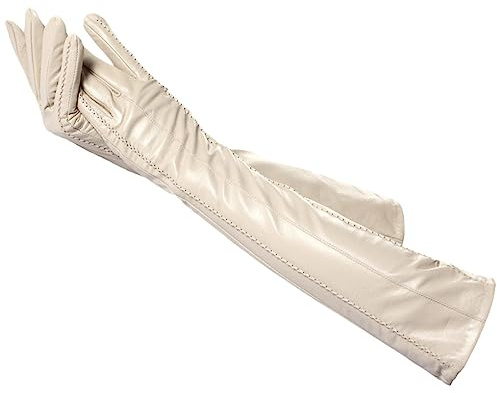 keusyoi Mode Lange Lederhandschuhe Beige Lange Lederhandschuhe Damen Winter Echtes Schaffell Damen Lange Handschuhe