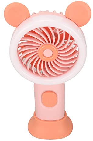 Topyond Tragbarer Handventilator, 3 Geschwindigkeiten, über USB Wiederaufladbar, Niedlicher Persönlicher Ventilator, Ergonomischer Griff, Kühlender Mini-Ventilator Mit Blendendem Licht(Rosa)
