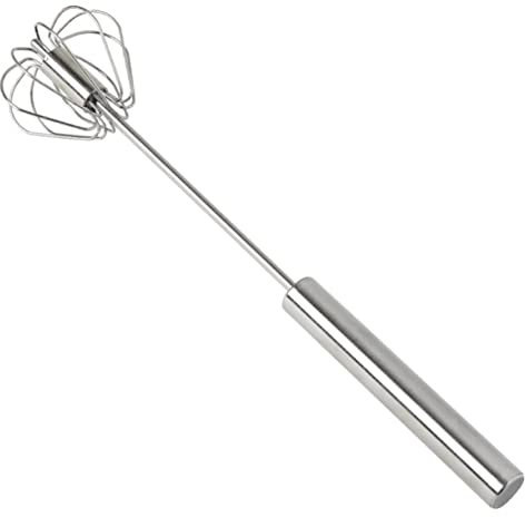 BESTonZON Handheld Mini Retractable Egg Mixer Hand Blender Stainless Steel Whisk Non-Slip Handle Kitchen Gadget Silver