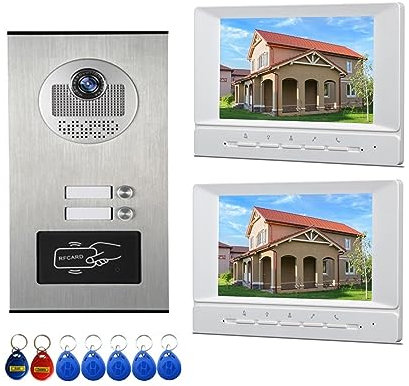 DELURA Wireless Doorbell Apartment Video Building Intercom Door Phone Kits Video Door Intercom System Multi Buttons For 2-12 Units for Home School Office (Size : A KIT)