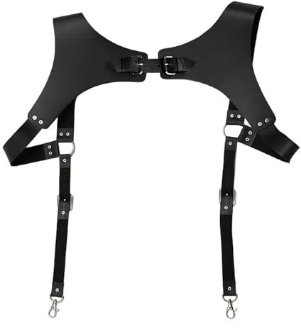 PENGXX Steampunk Renacentista - Correas de piel para hombre H diseños vintage - Arnés de apoyo para espalda para hombre, ganchos metálicos ajustables, Negro , Talla única