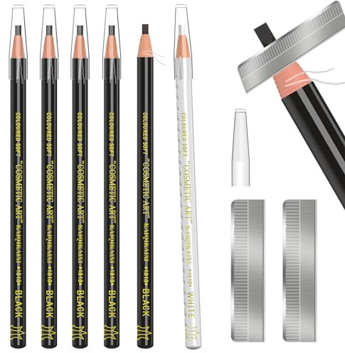 KAIQIKAIXI 6Pcs Black Waterproof Eyebrow Pencils Makeup Set For Marking, Filling And Outlining, Tattoo Makeup And Microblading Supplies Kit-Hard Refills Are Easy To Color (Black)
